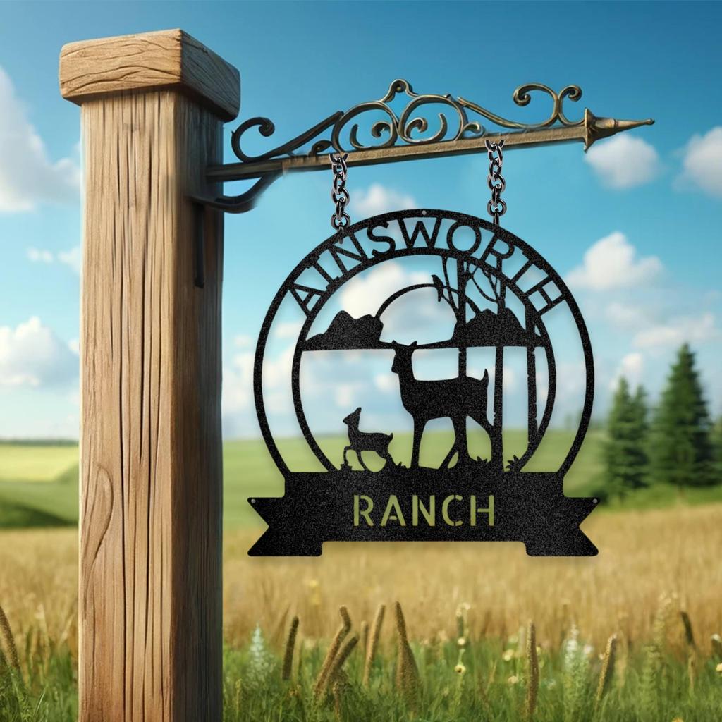 Personalized Farm Sun Set Metal Art Sign