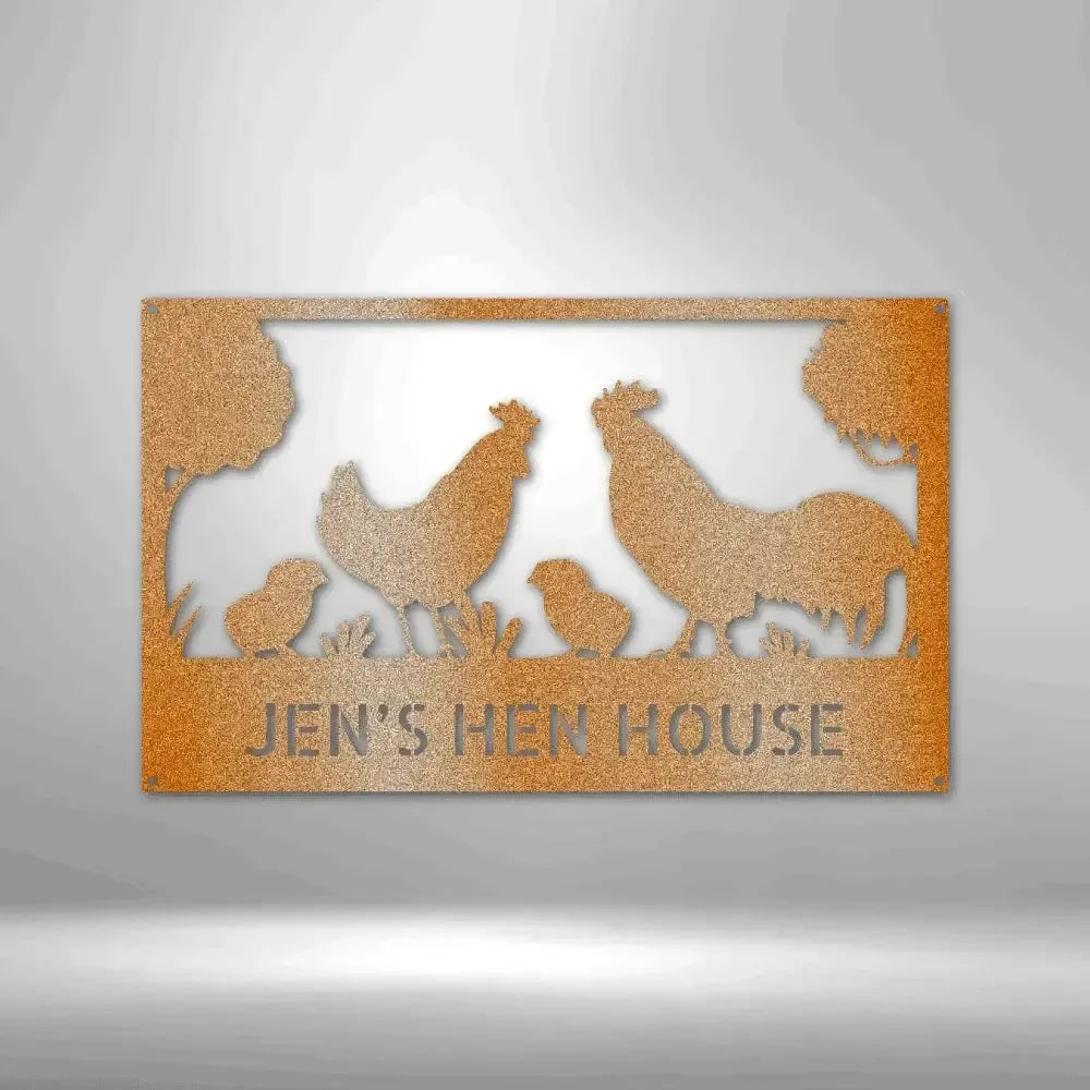 Personalized Hen House Metal Art Sign