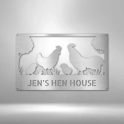 Personalized Hen House Metal Art Sign