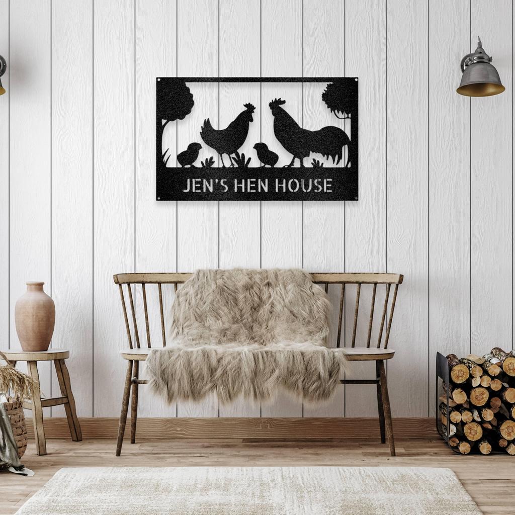 Personalized Hen House Metal Art Sign