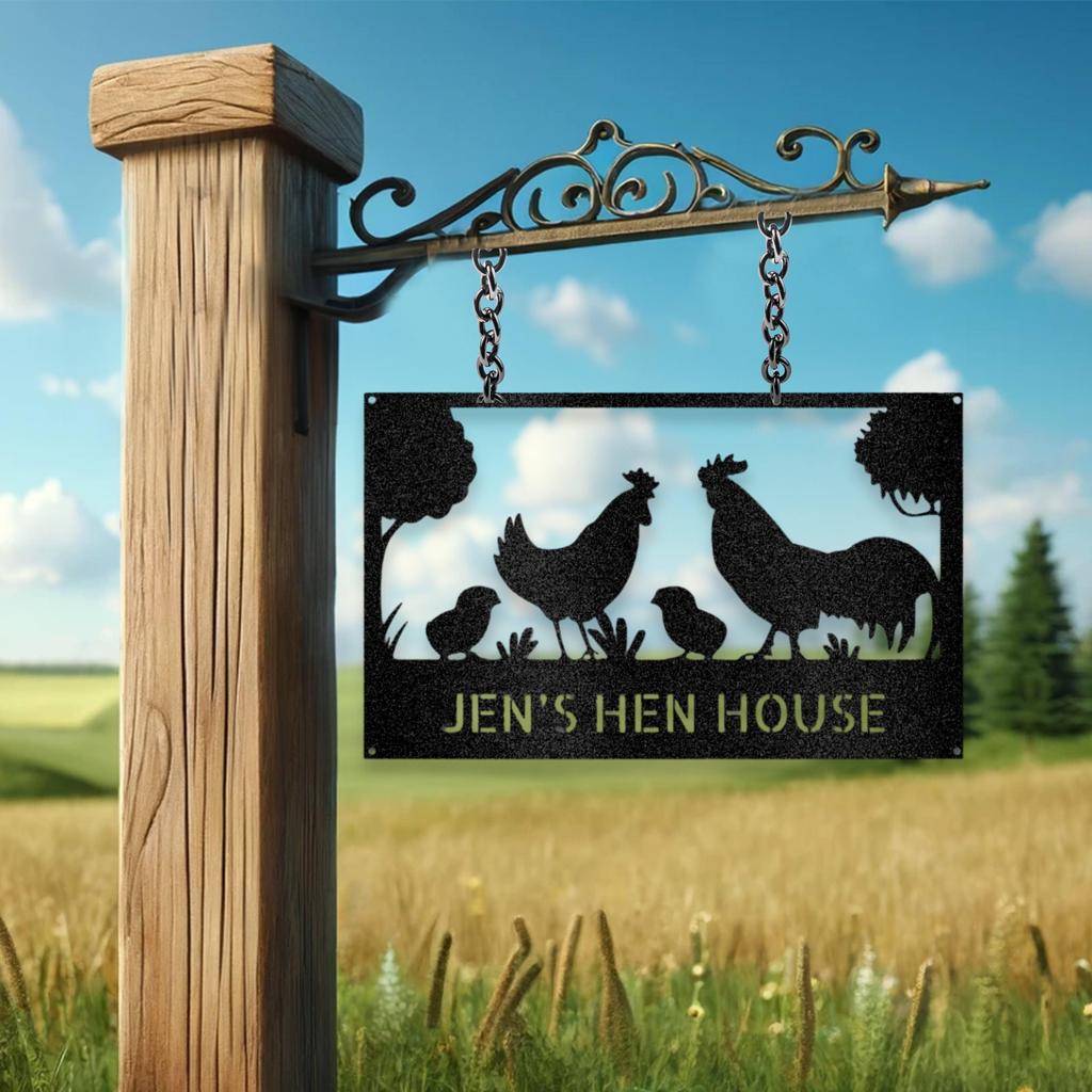 Personalized Hen House Metal Art Sign