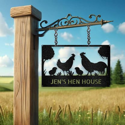Personalized Hen House Metal Art Sign