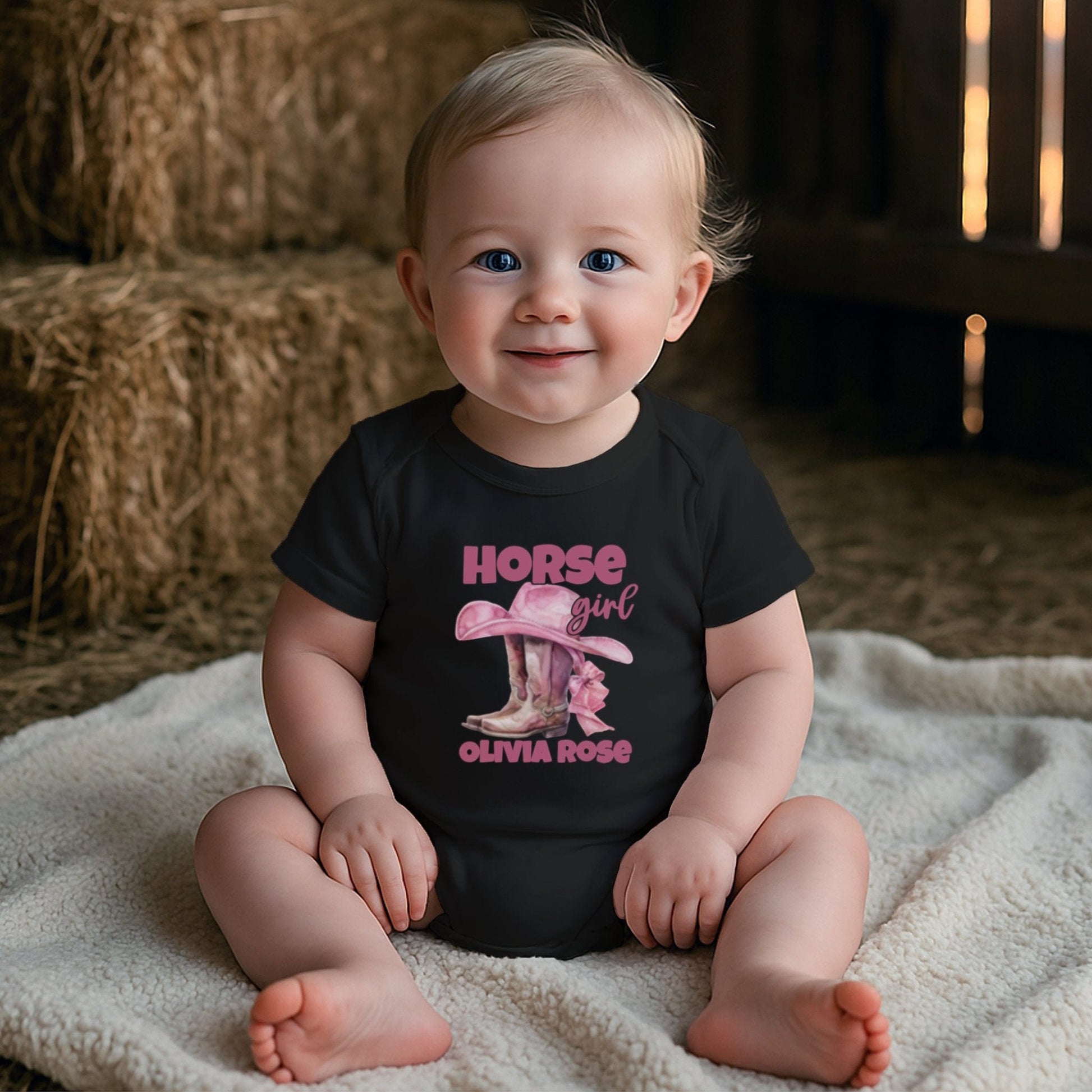 Personalized Little Horse Girl Baby Bodysuit