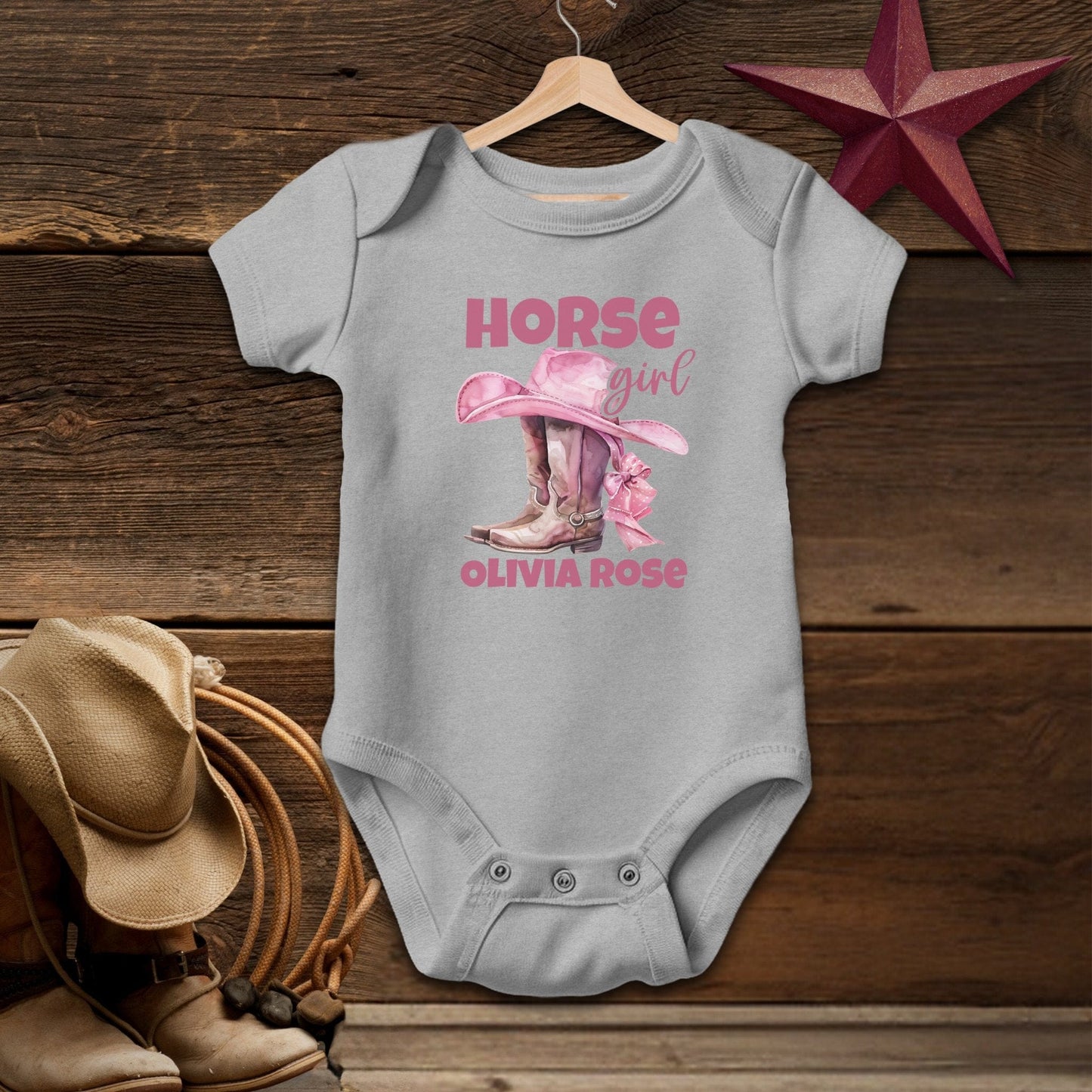 Personalized Little Horse Girl Baby Bodysuit