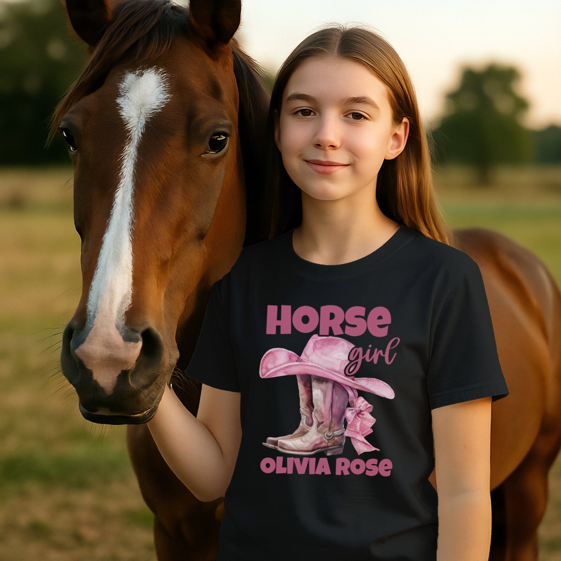 Personalized Little Horse Girl T-shirt (Youth)