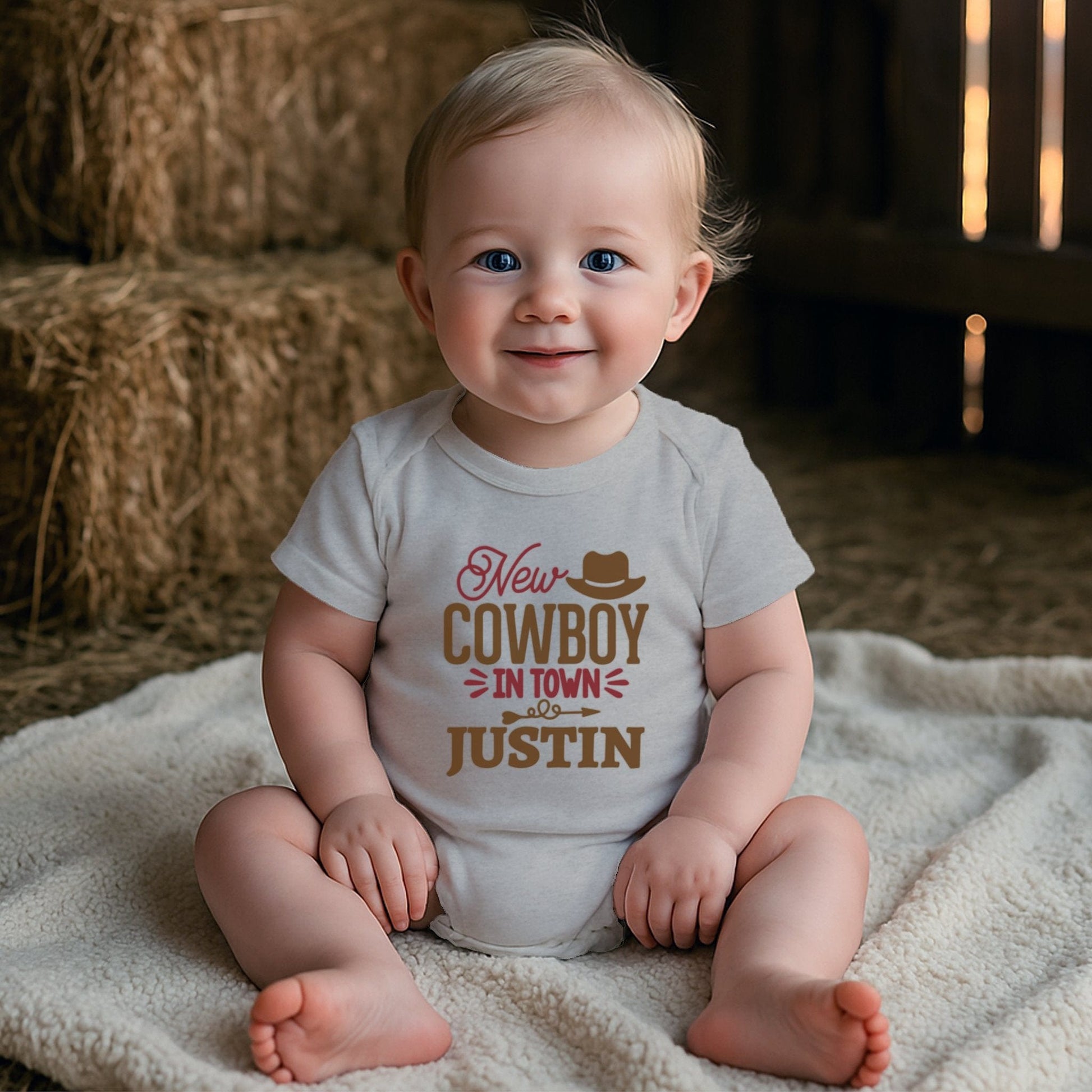 Personalized New Cowboy Baby Bodysuit