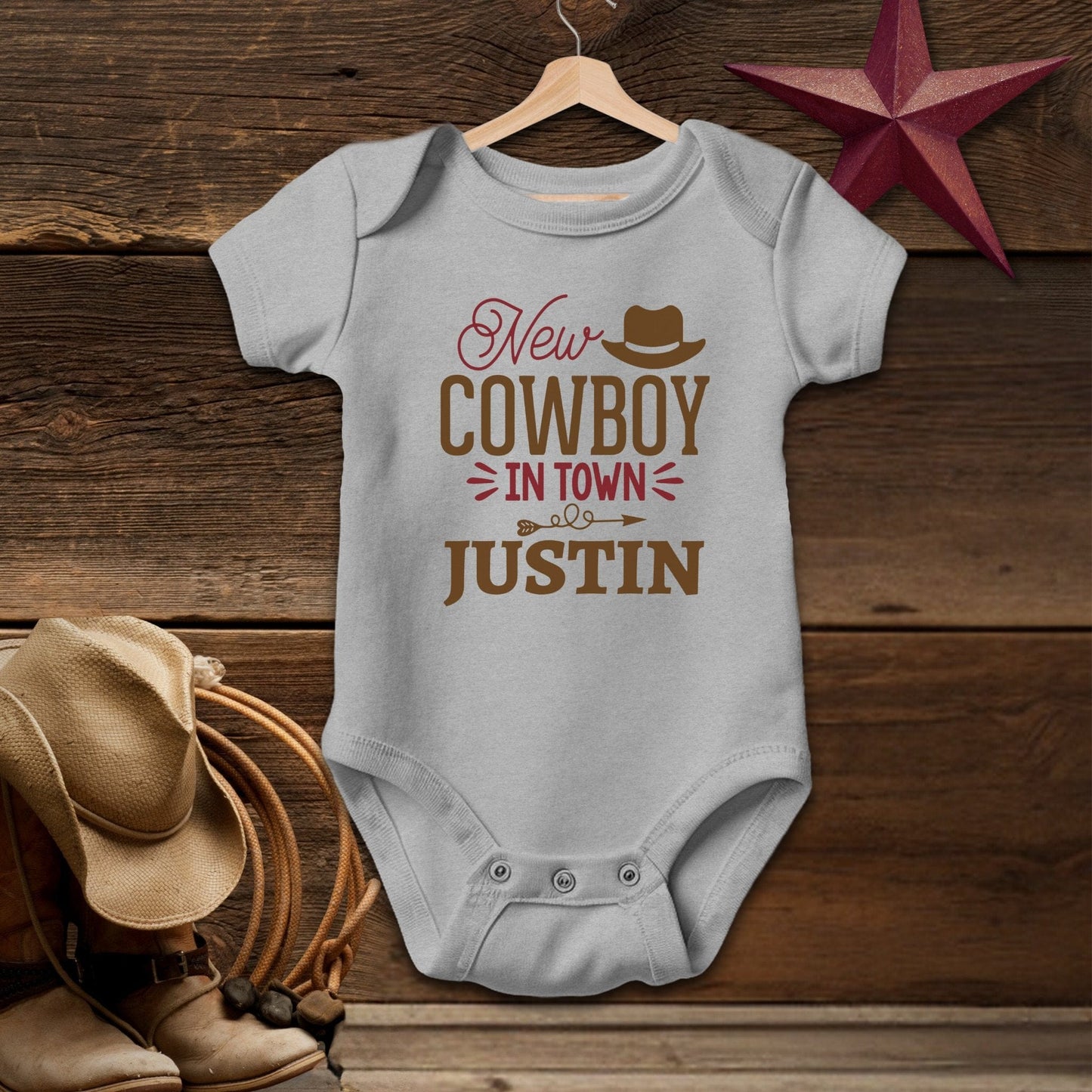 Personalized New Cowboy Baby Bodysuit