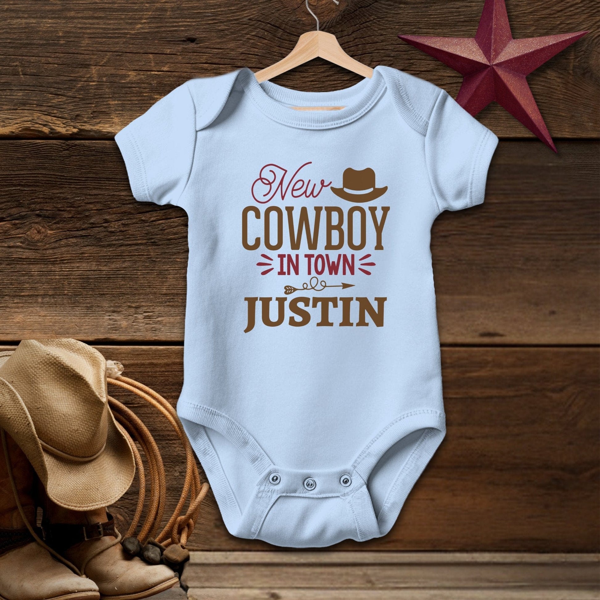 Personalized New Cowboy Baby Bodysuit