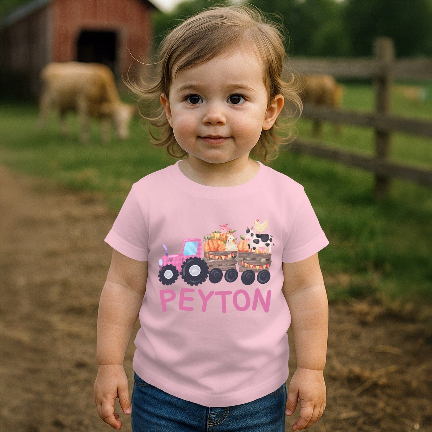 Personalized Pink Tractor T-shirt (Toddler)