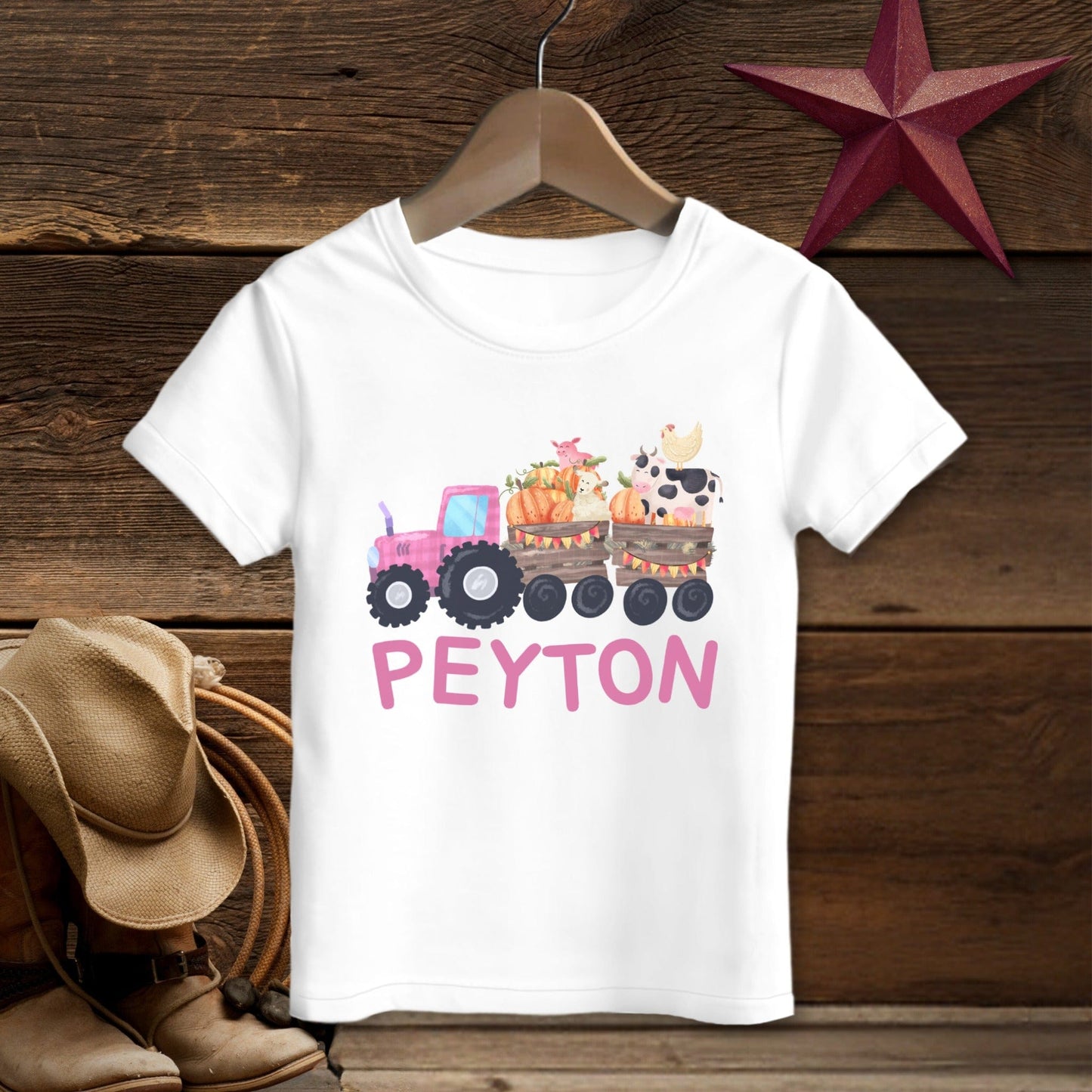 Personalized Pink Tractor T-shirt (Toddler)