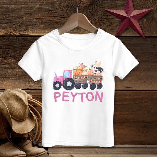 Personalized Pink Tractor T-shirt (Toddler)
