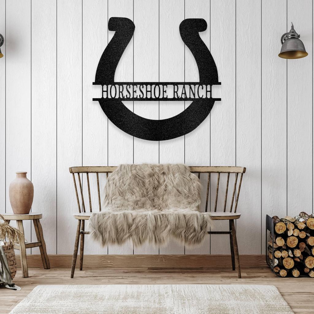 Personalized Simple Horseshoe Metal Art Sign