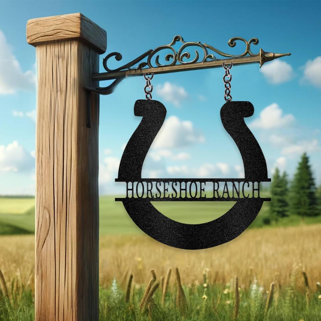 Personalized Simple Horseshoe Metal Art Sign