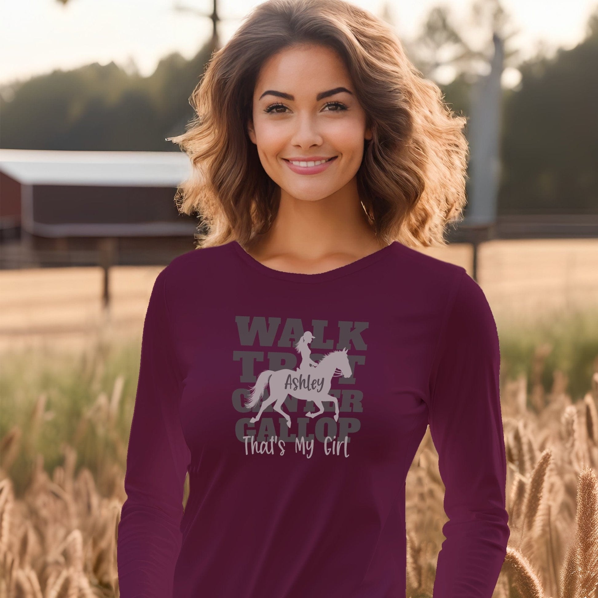 Personalized Walk Trot Canter Gallop Long Sleeve Tee