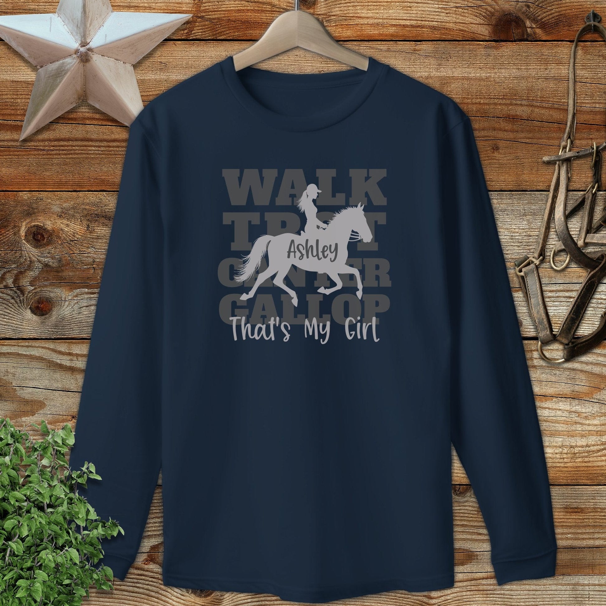Personalized Walk Trot Canter Gallop Long Sleeve Tee