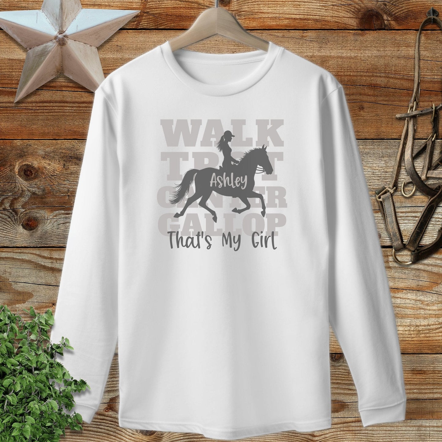 Personalized Walk Trot Canter Gallop Long Sleeve Tee