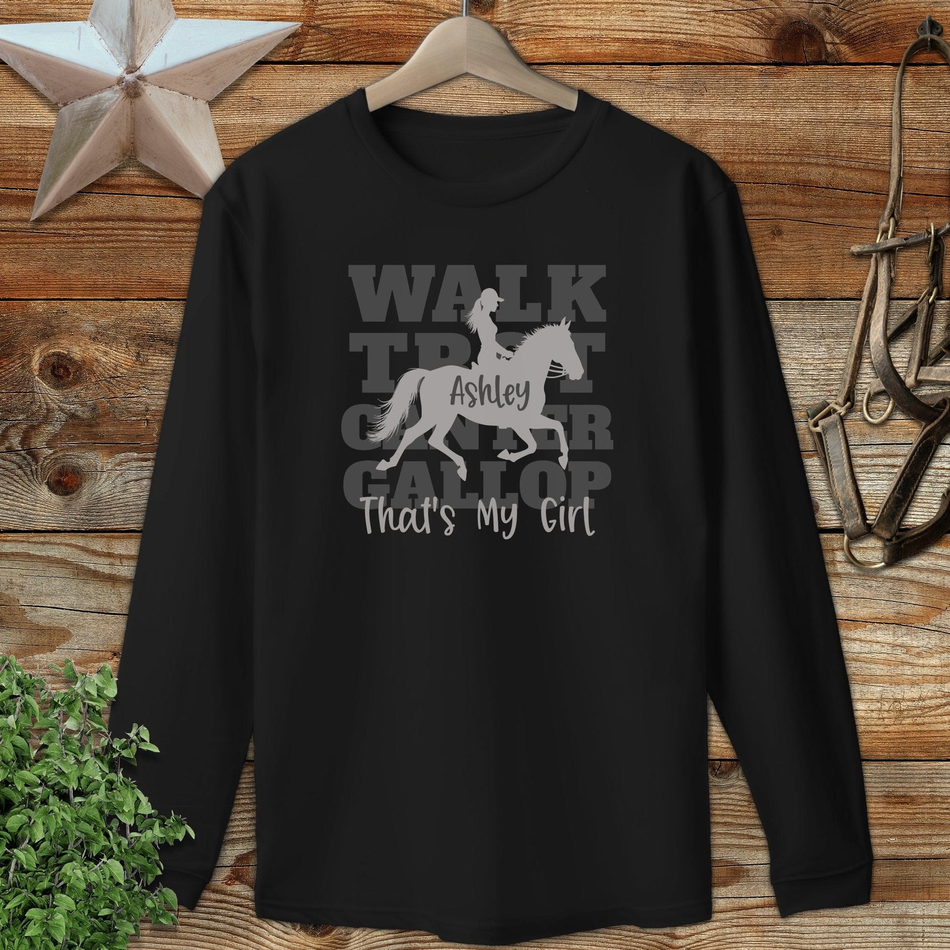 Personalized Walk Trot Canter Gallop Long Sleeve Tee