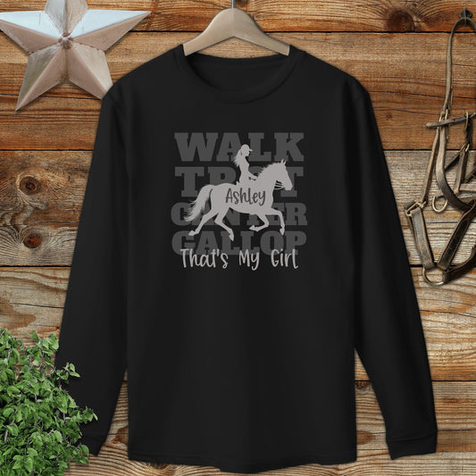 Personalized Walk Trot Canter Gallop Long Sleeve Tee
