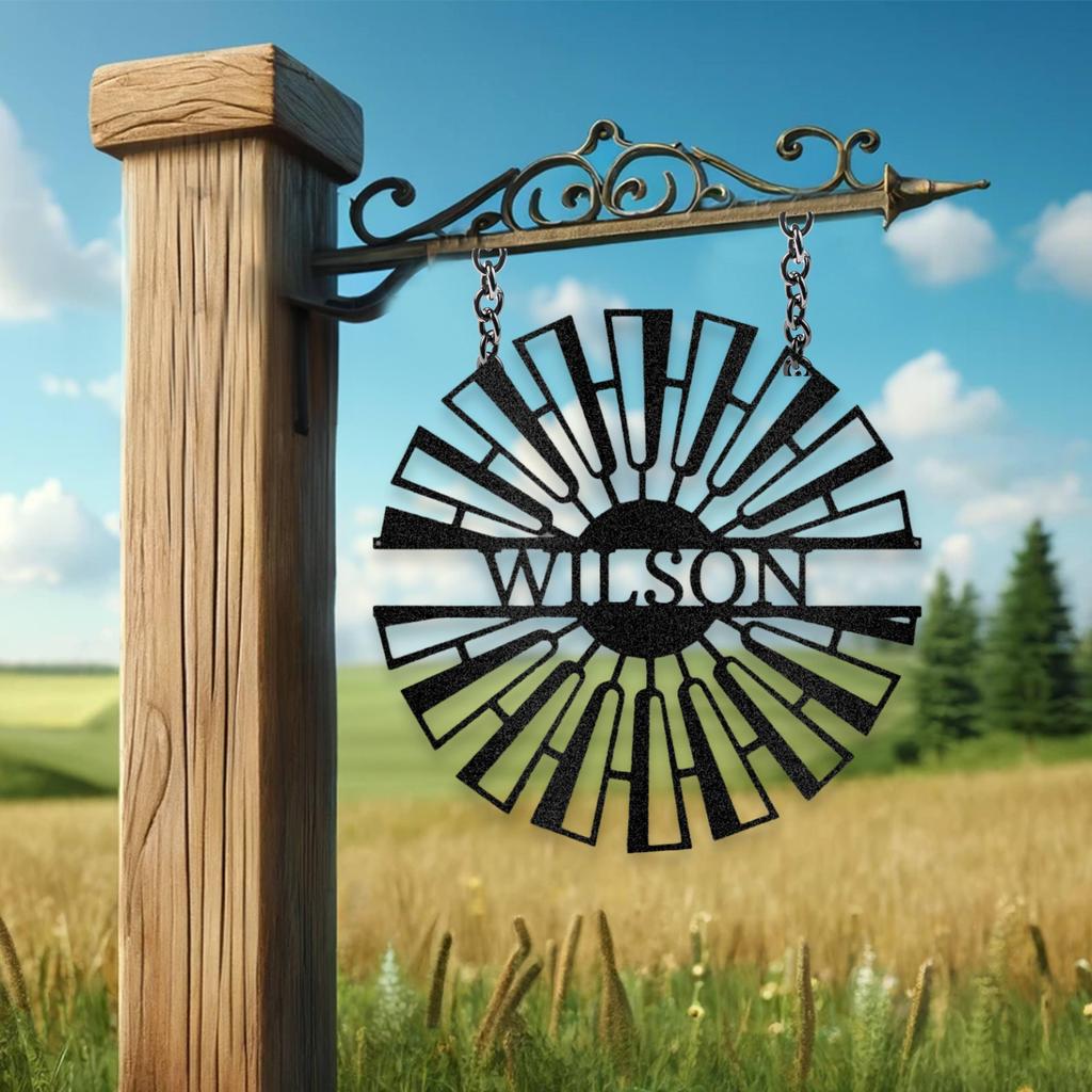 Personalized Windmill Metal Art Sign