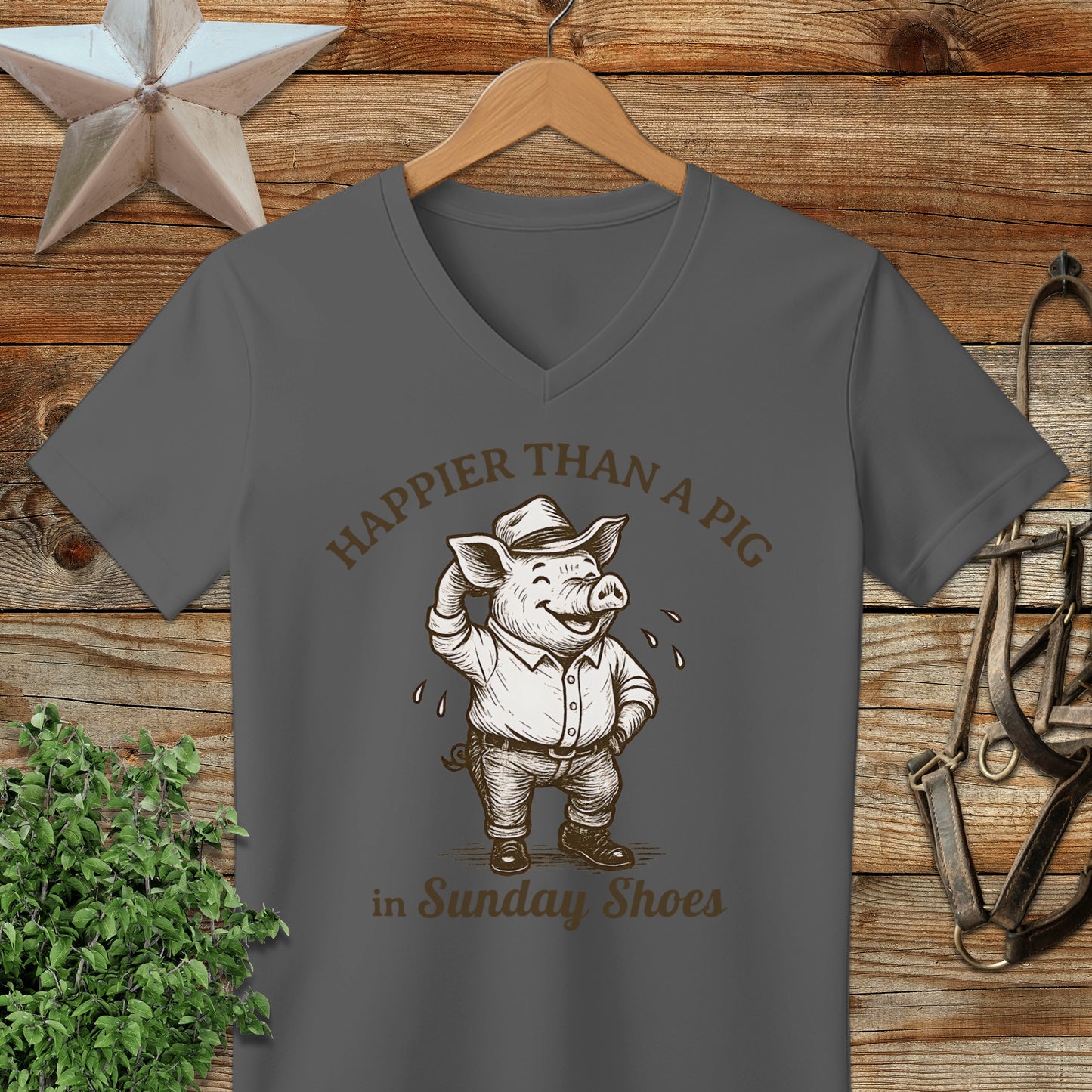 Pig in Sunday Shoes V-neck