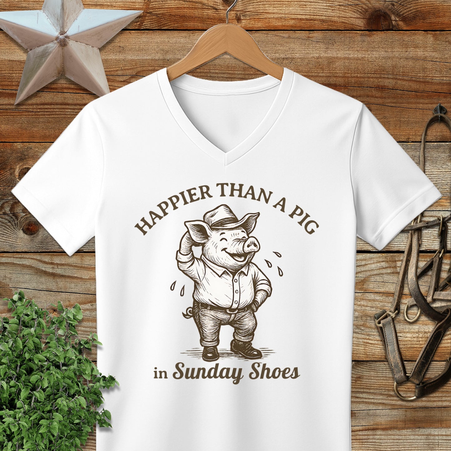 Pig in Sunday Shoes V-neck
