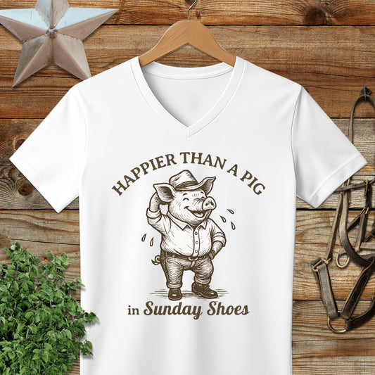 Pig in Sunday Shoes V-neck