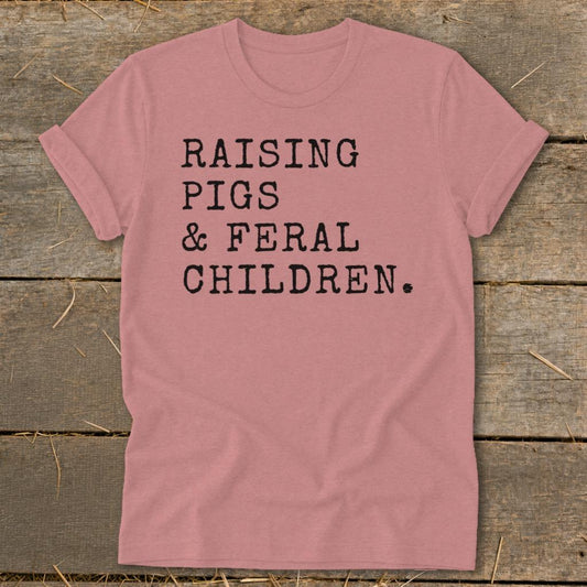 Pigs  Feral Children Softstyle Tee - Heather Mauve