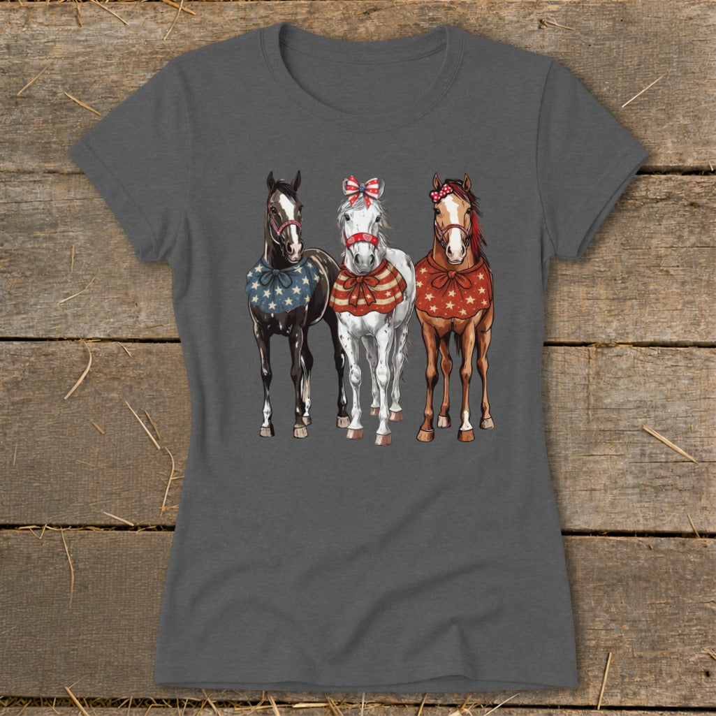 Pretty Patriot Horses Ladies Tee