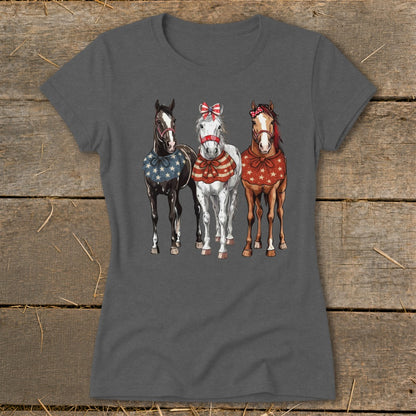 Pretty Patriot Horses Ladies Tee