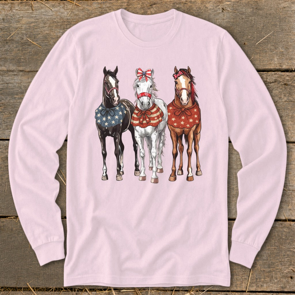 Pretty Patriot Horses Long Sleeve Tee