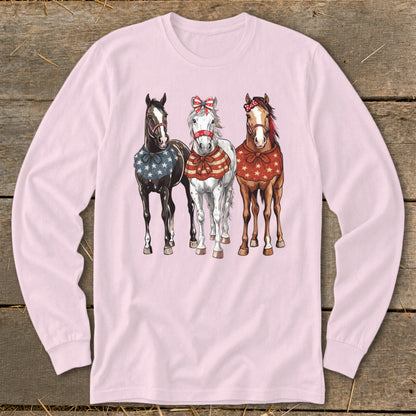 Pretty Patriot Horses Long Sleeve Tee