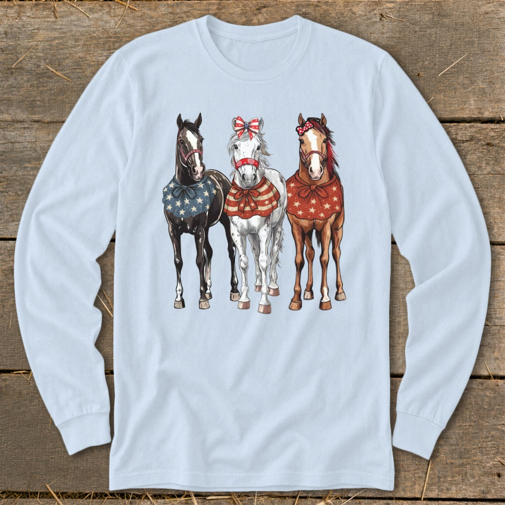 Pretty Patriot Horses Long Sleeve Tee