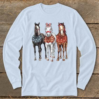 Pretty Patriot Horses Long Sleeve Tee