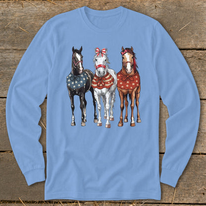 Pretty Patriot Horses Long Sleeve Tee