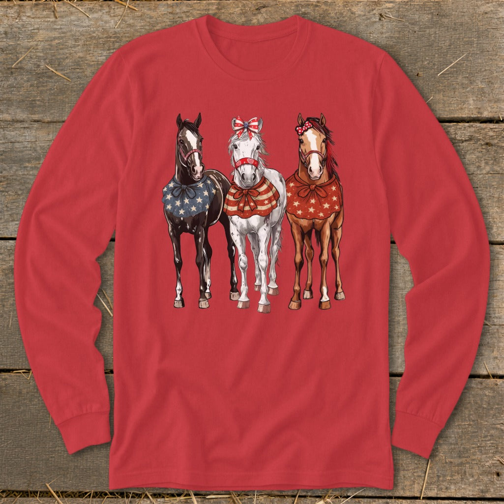 Pretty Patriot Horses Long Sleeve Tee