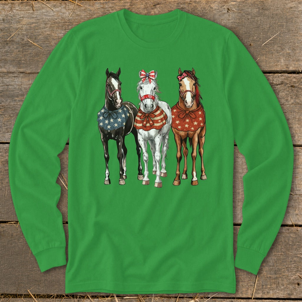 Pretty Patriot Horses Long Sleeve Tee