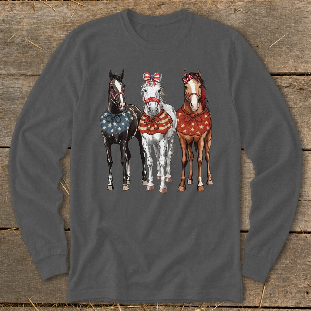 Pretty Patriot Horses Long Sleeve Tee