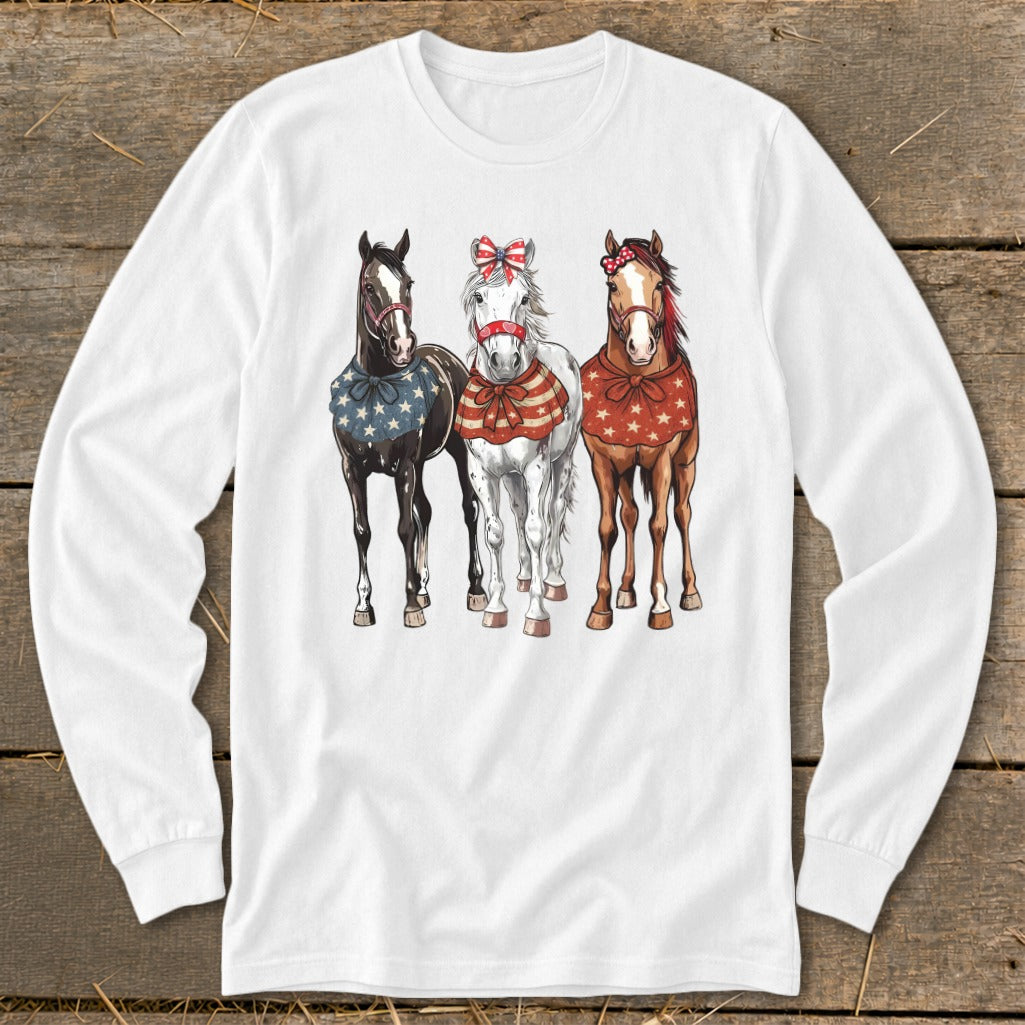 Pretty Patriot Horses Long Sleeve Tee