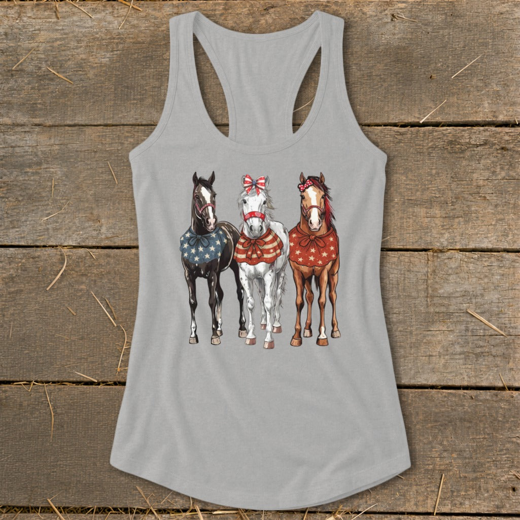 Pretty Patriot Horses Racerback Tank