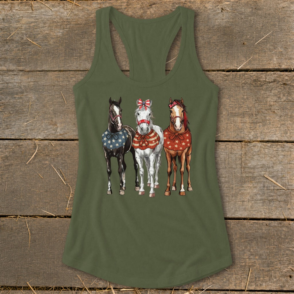 Pretty Patriot Horses Racerback Tank