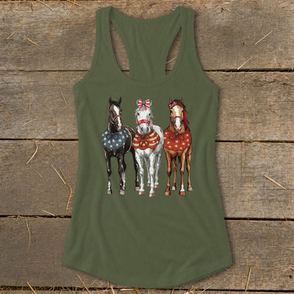 Pretty Patriot Horses Racerback Tank