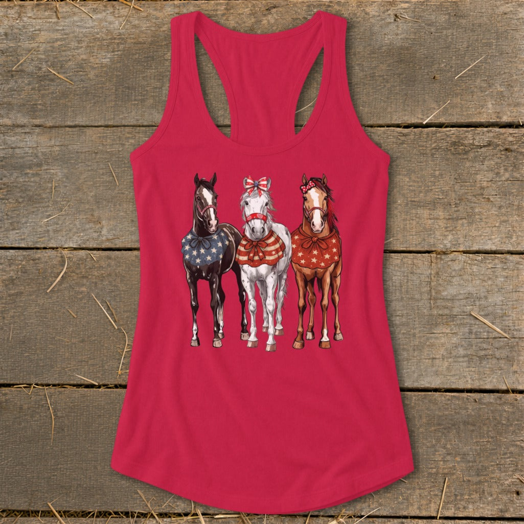 Pretty Patriot Horses Racerback Tank