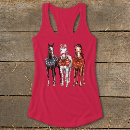 Pretty Patriot Horses Racerback Tank