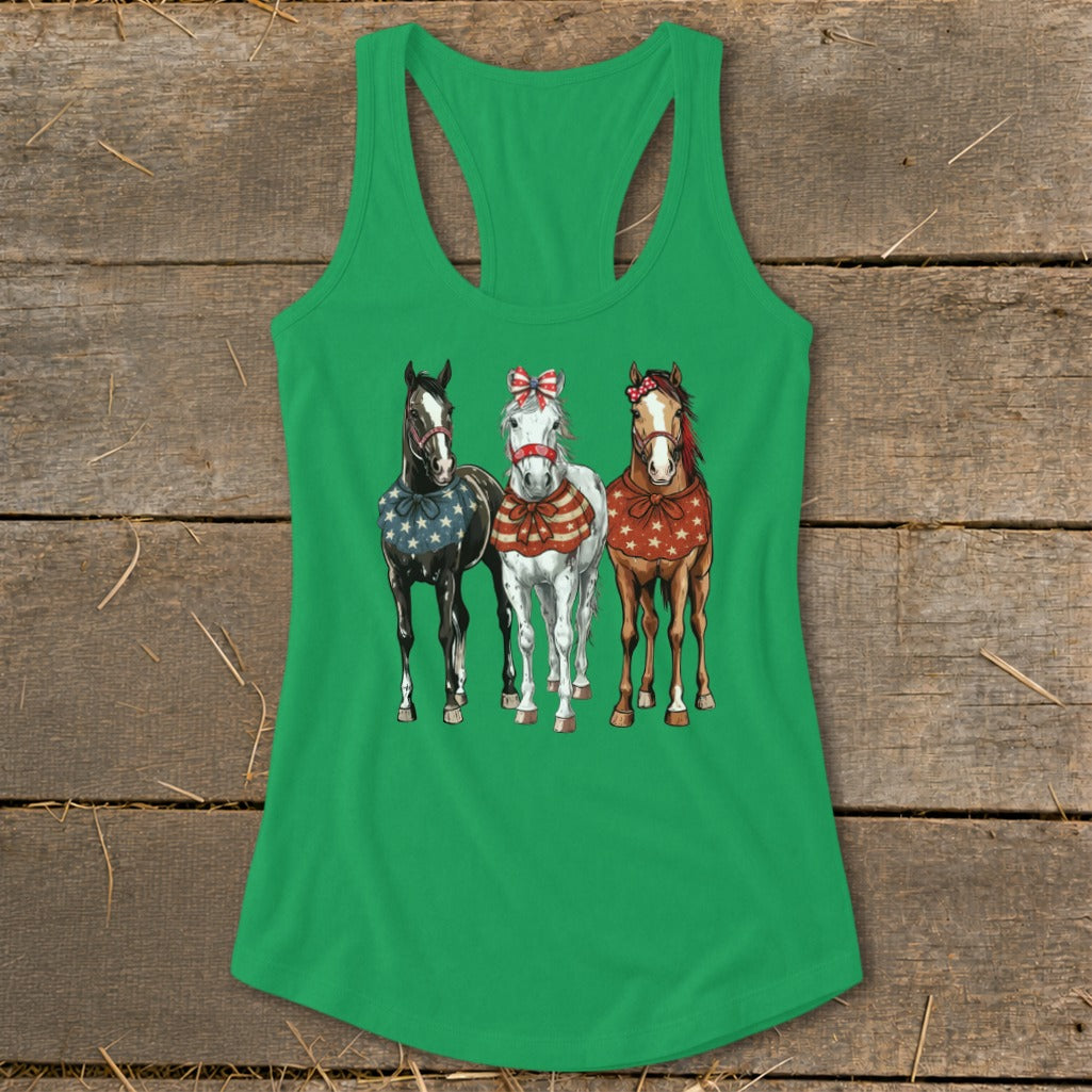 Pretty Patriot Horses Racerback Tank