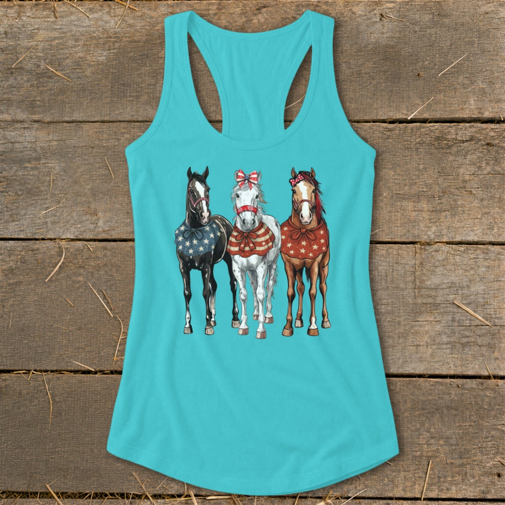 Pretty Patriot Horses Racerback Tank