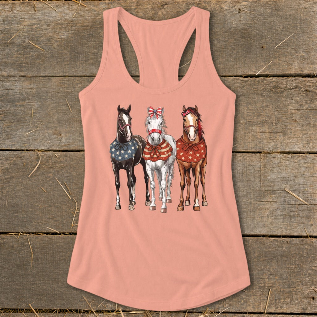 Pretty Patriot Horses Racerback Tank
