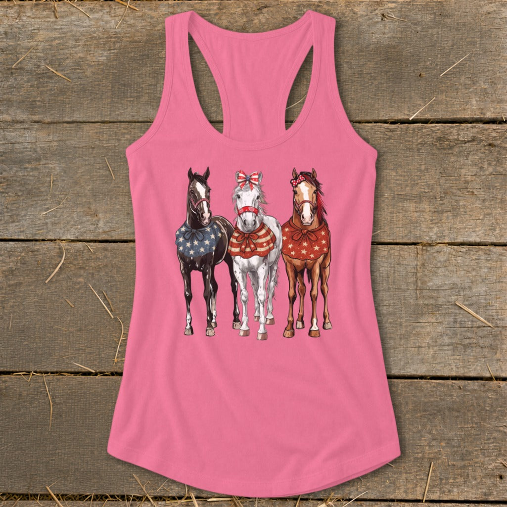 Pretty Patriot Horses Racerback Tank