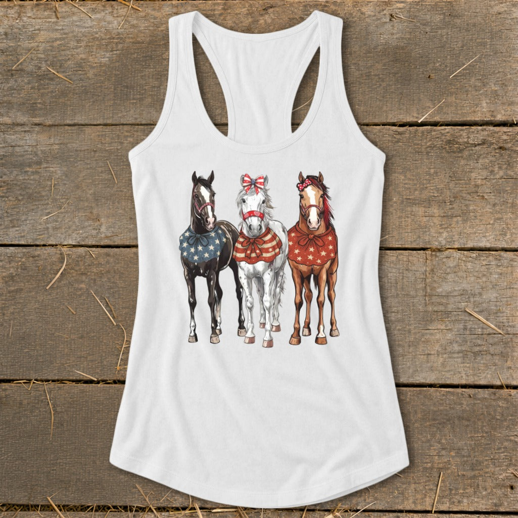 Pretty Patriot Horses Racerback Tank