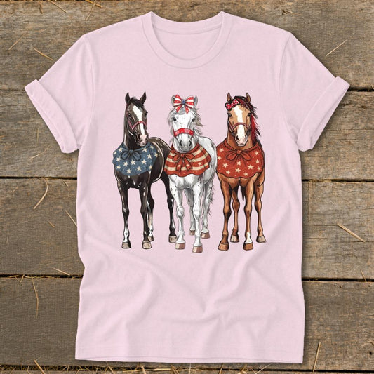 Pretty Patriot Horses Softstyle Tee - Light Pink