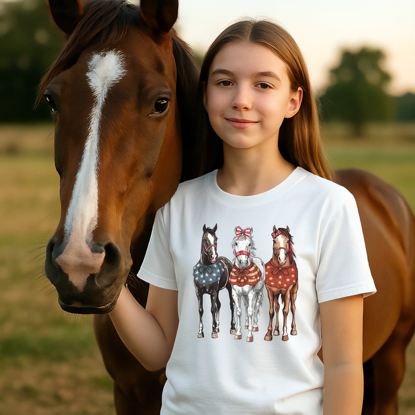 Pretty Patriot Horses T-shirt (Youth)